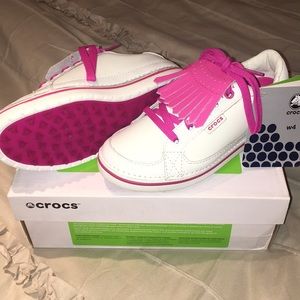 Crocs Youth Bradyn Golf Shoes White/Fuschia